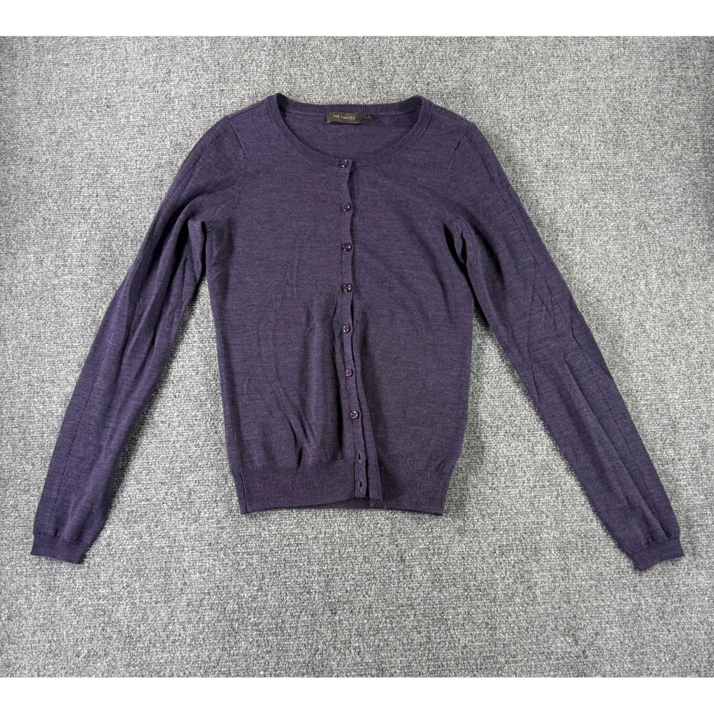 The Limited Womens Small Purple Cardigan Sweater Crew Neck Long Sleeve